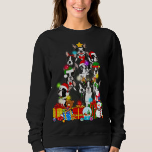 Funny Boston Terrier Christmas Tree Lights Puppy D Sweatshirt