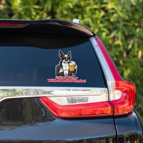 Funny Boston Terrier Cool Dog Joke Car  Sticker