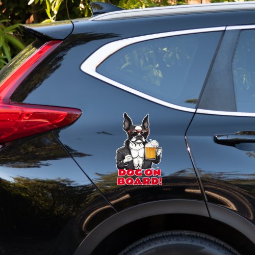Funny Boston Terrier Cool Dog on Board Sticker