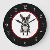 Funny Boston Terrier Dog Breed Wall Decor Clock