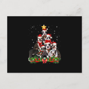 Funny Boston Terrier Dog Christmas Tree Gift Announcement Postcard