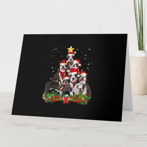 Funny Boston Terrier Dog Christmas Tree Gift Card