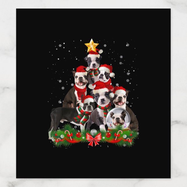 Funny Boston Terrier Dog Christmas Tree Gift Envelope Liner (Design)
