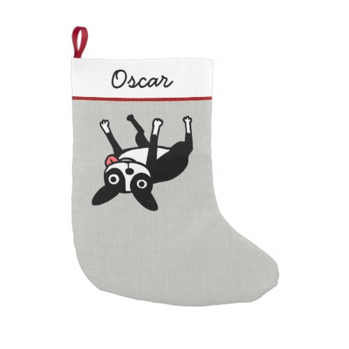 Funny Boston Terrier Dog Personalized Small Christmas Stocking