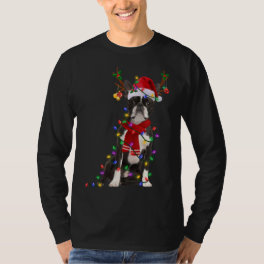 Funny Boston Terrier Dog Tree Christmas Lights Xma T-Shirt