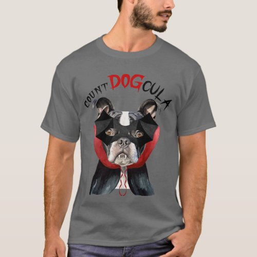 Funny Boston Terrier Dog Vampire Halloween Costume T_Shirt