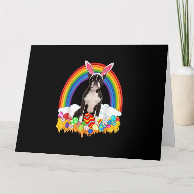 Funny Boston Terrier Egg Shirt Dog Lover Easter Card (Front)