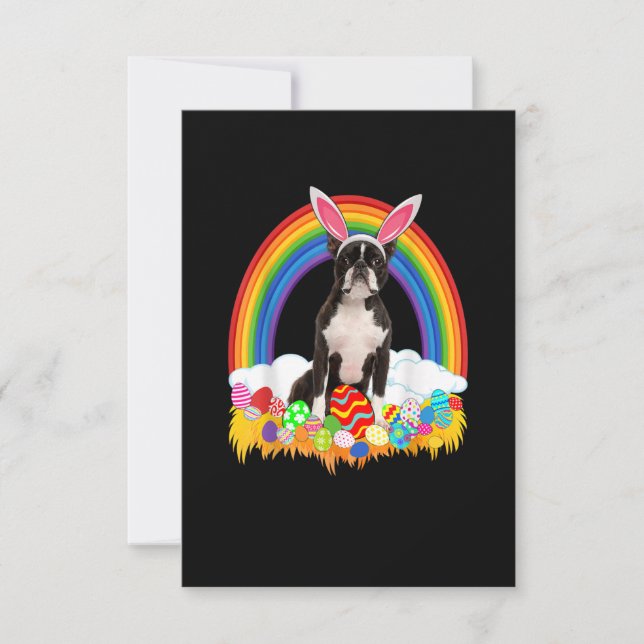 Funny Boston Terrier Egg Shirt Dog Lover Easter RSVP Card (Front)