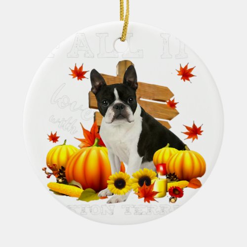 Funny Boston Terrier Gift For Pet Lover Ceramic Ornament