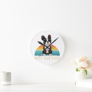 Funny Boston Terrier Gift For Pet Lover Round Clock