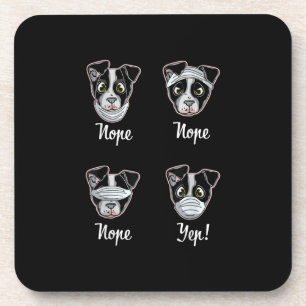 Funny Boston Terrier Gift Mouth Nose Mask Dogs T-S Beverage Coaster