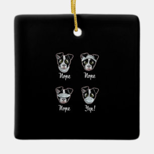 Funny Boston Terrier Gift Mouth Nose Mask Dogs T-S Ceramic Ornament