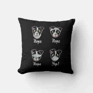 Funny Boston Terrier Gift Mouth Nose Mask Dogs T-S Throw Pillow
