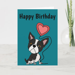 Funny Boston Terrier Love Cartoon Card