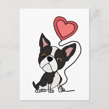 Funny Boston Terrier Love Cartoon Postcard by Petspower at Zazzle