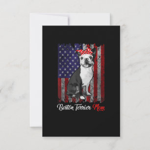 Funny Boston Terrier Mom American Flag Tee T-Shirt RSVP Card