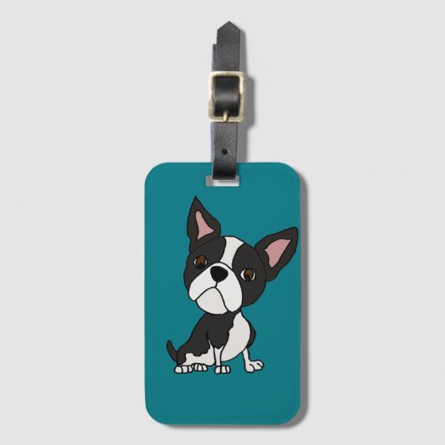 Funny Boston Terrier Puppy Dog Cartoon Luggage Tag