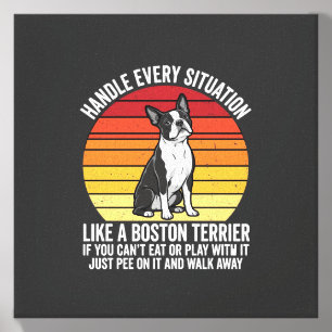 Funny Boston Terrier Retro Dog Attitude Canvas Photo Tile