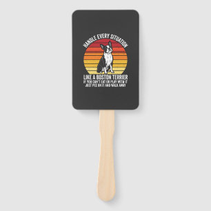 Funny Boston Terrier Retro Dog Attitude Hand Fan