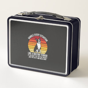 Funny Boston Terrier Retro Dog Attitude Metal Lunch Box