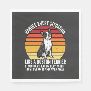 Funny Boston Terrier Retro Dog Attitude Napkins