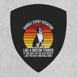 Funny Boston Terrier Retro Dog Attitude Patch