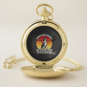 Funny Boston Terrier Retro Dog Attitude Pocket Watch