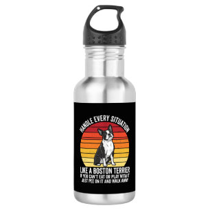 Funny Boston Terrier Retro Dog Attitude Stainless Steel Water Bottle