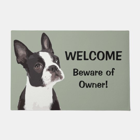 Funny Boston Terrier Welcome Cute Dog Doormat Zazzle Com