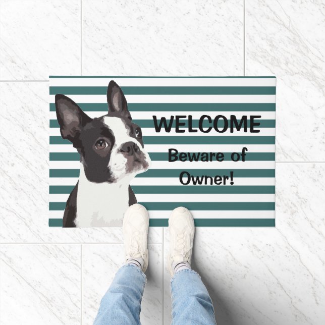 Funny Boston Terrier Welcome Door Mat Zazzle