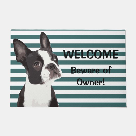 Funny Boston Terrier Welcome Door Mat