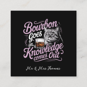 Funny Bourbon Cat Wisdom Retro Whiskey Lover Square Business Card