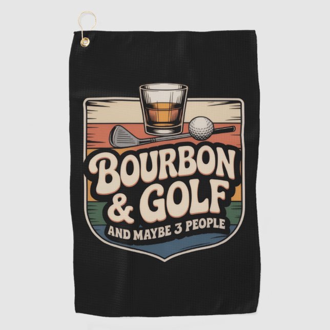 Funny Bourbon Golf Golfer Dad Gift Towel (Front)