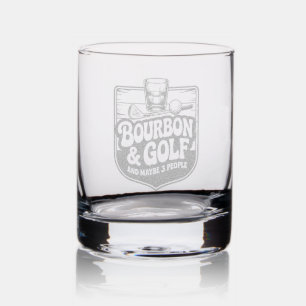 Funny Bourbon Golf Golfer Dad Gift Vintage Rocks Glass