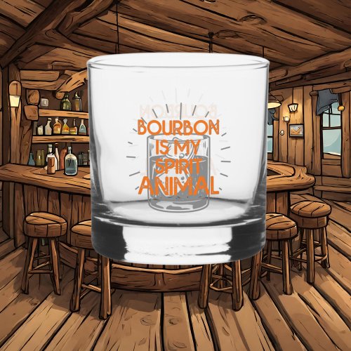 Funny bourbon spirit animal word art  whiskey glass