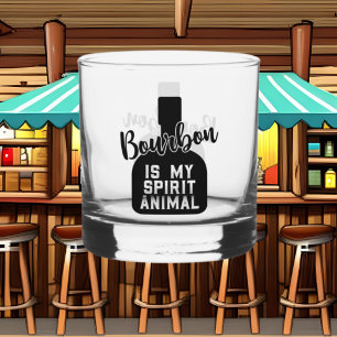 Funny Bourbon spirit animal word art Whiskey Glass