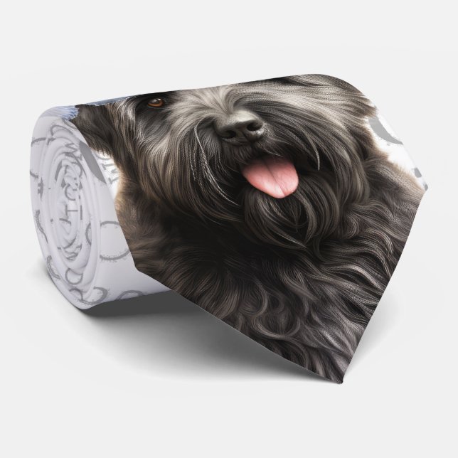 Funny Bouvier des Flandres Christmas Dog Lover Neck Tie (Rolled)