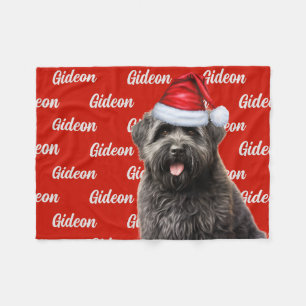 Funny Bouvier Dog Name Patterned Christmas Fleece Blanket