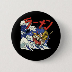 Funny Bowl of Ramen during an ocean storm Button