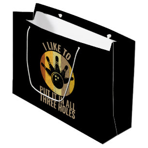 Funny Bowler Quote Retro Vintage Bowling Ball Large Gift Bag