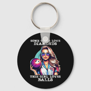 Funny Bowling Art For Women Girls Track Bowling Sp Keychain