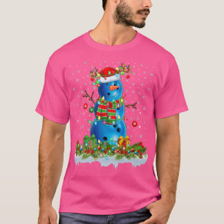 Funny Bowling Ball Snowman Xmas Lights Bowling Chr T-Shirt