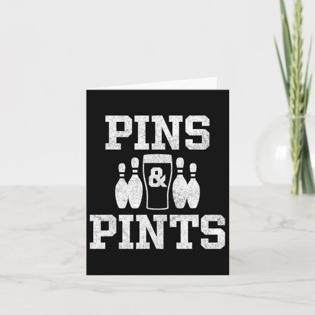 Funny Bowling Beer Drinking Bowler Pins And Pints  Card (Front)