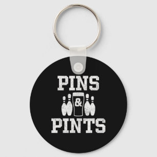 Funny Bowling Beer Drinking Bowler Pins And Pints Keychain