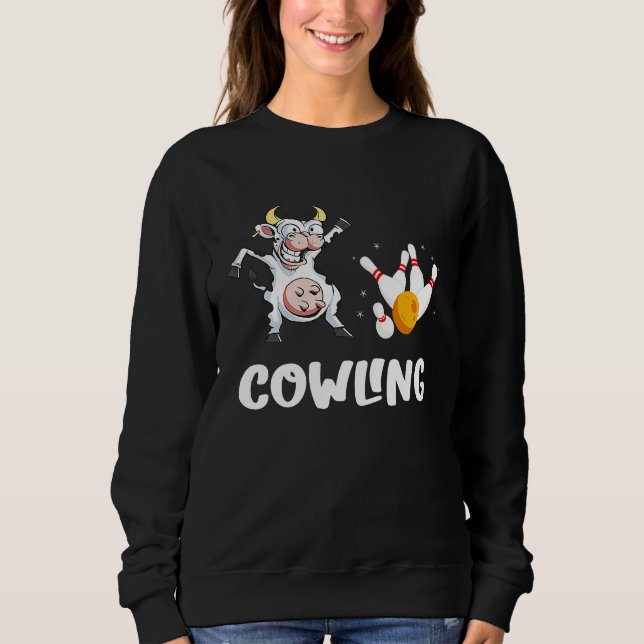 Funny Bowling Bowling Cow Strike Bowler Bowling Pi Sweatshirt (Front)