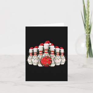 Funny Bowling Christmas Lights Xmas Bowling Lover Card