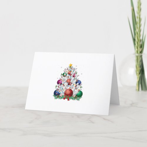 funny bowling christmas tree light xmas sport love holiday card