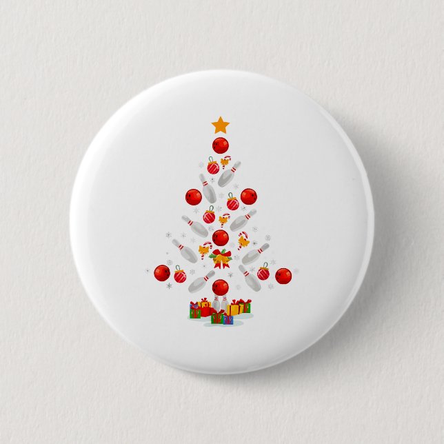 Funny Bowling Christmas Tree Lights Xmas For Men W Button (Front)