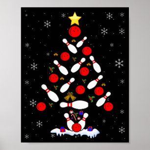 Funny Bowling Christmas Tree Lights Xmas For Men W Poster