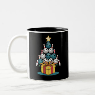 Funny Bowling Christmas Tree Lights Xmas Gifts Two-Tone Coffee Mug